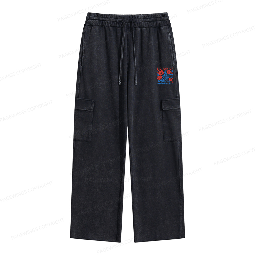 Pagewings Big Fan Of Human Rights Unisex Washed Cargo Sweatpants