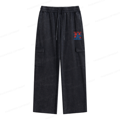 Pagewings Big Fan Of Human Rights Unisex Washed Cargo Sweatpants