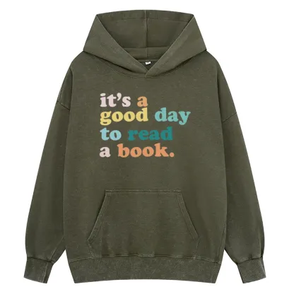 Pagewings It’s a Good Day to Read a Book Unisex Washed Hoodie
