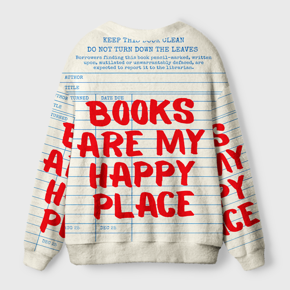 Pagewings Books Are My Happy Place Light Knit Unisex Cardigan Sweaters