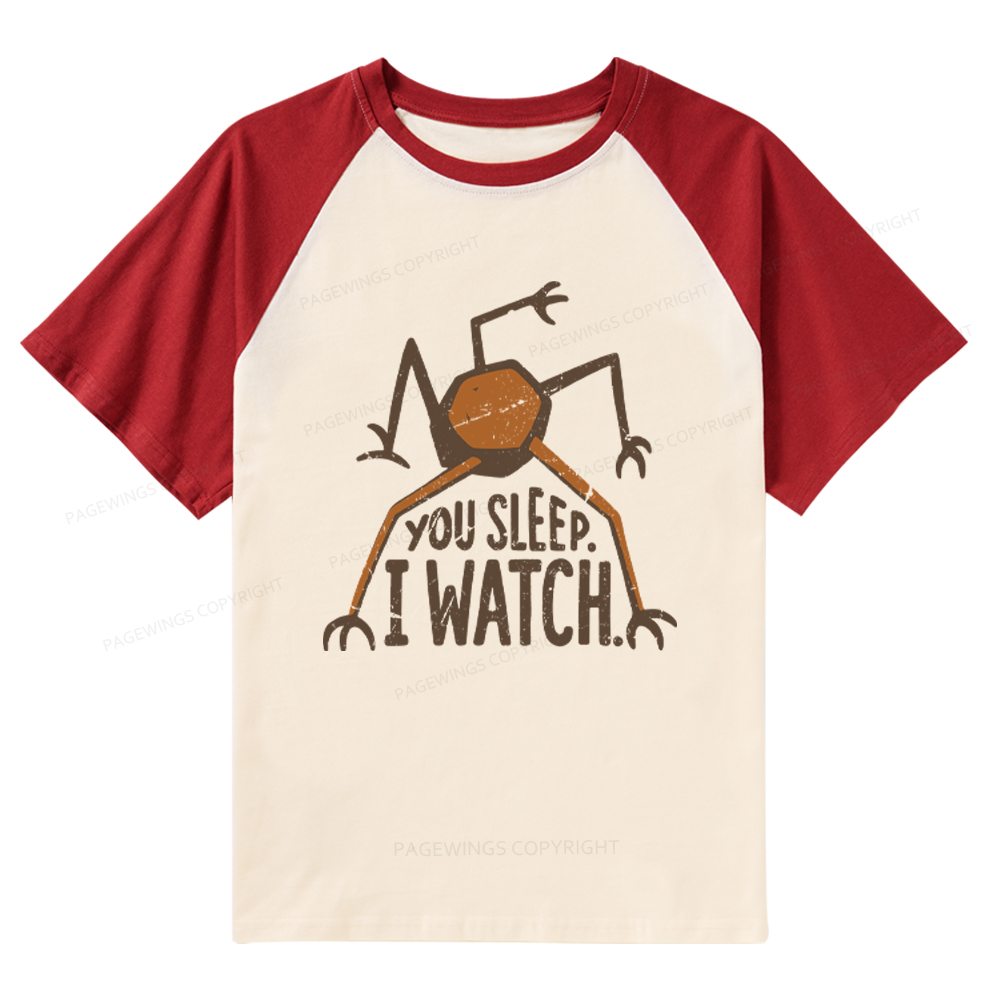 Pagewings You Sleep I Watch Raglan T-shirt