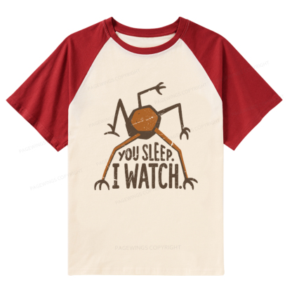 Pagewings You Sleep I Watch Raglan T-shirt