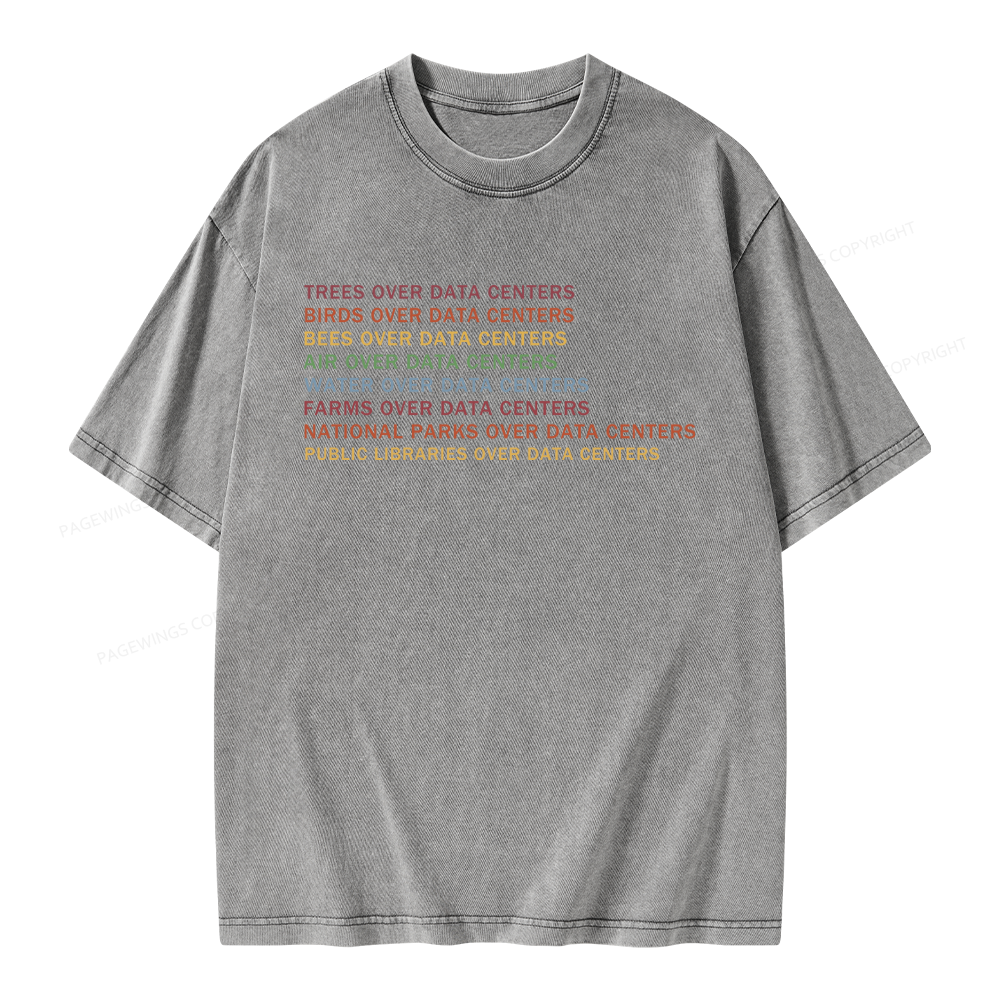 Pagewings Nature Over Data Centers Unisex Washed T-shirt
