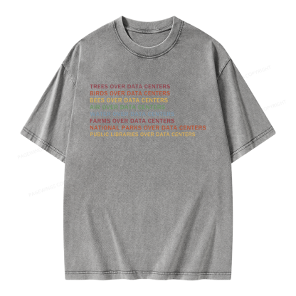 Pagewings Nature Over Data Centers Unisex Washed T-shirt