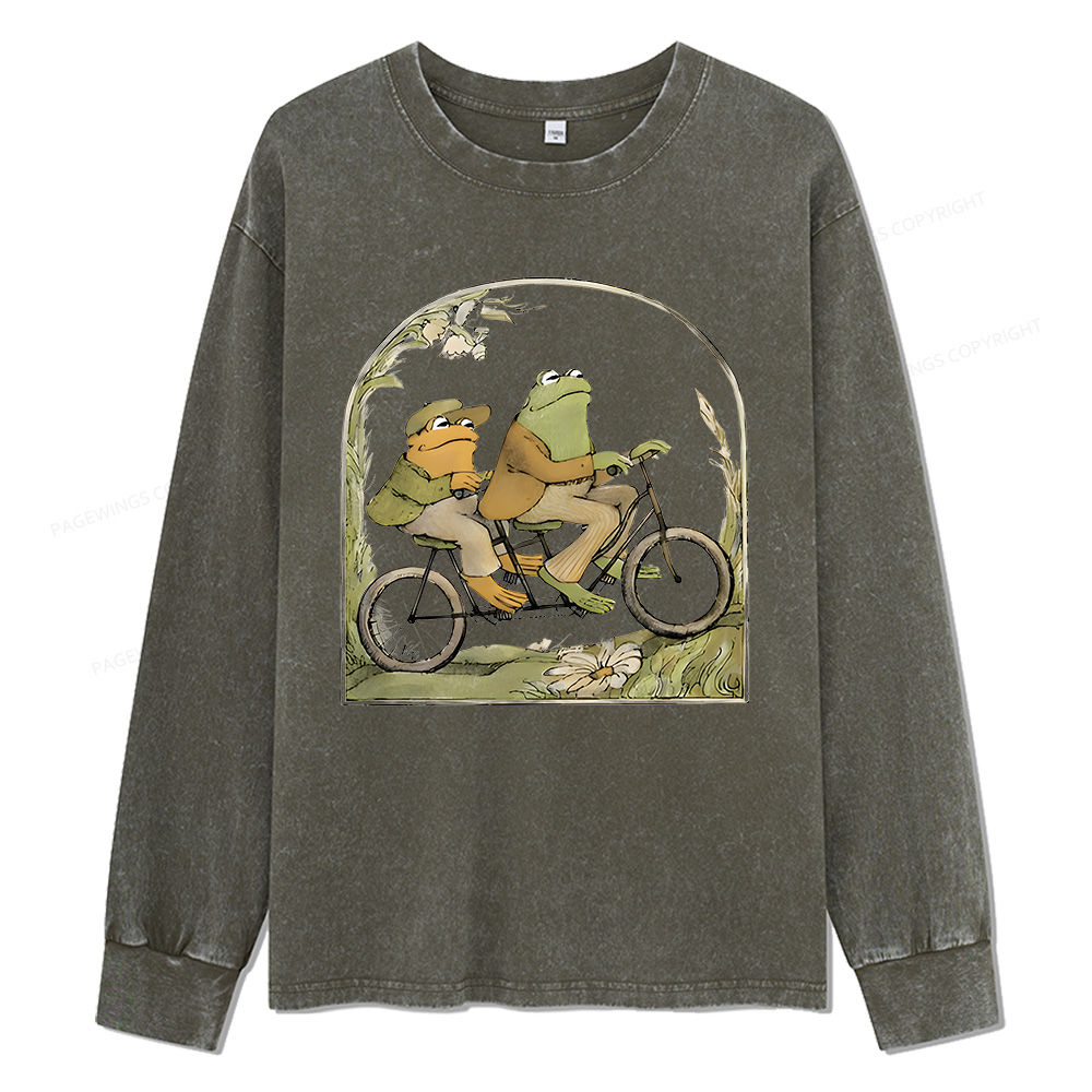 Pagewings Frog And Toad Book Vintage Unisex Washed Long Sleeve T-shirt