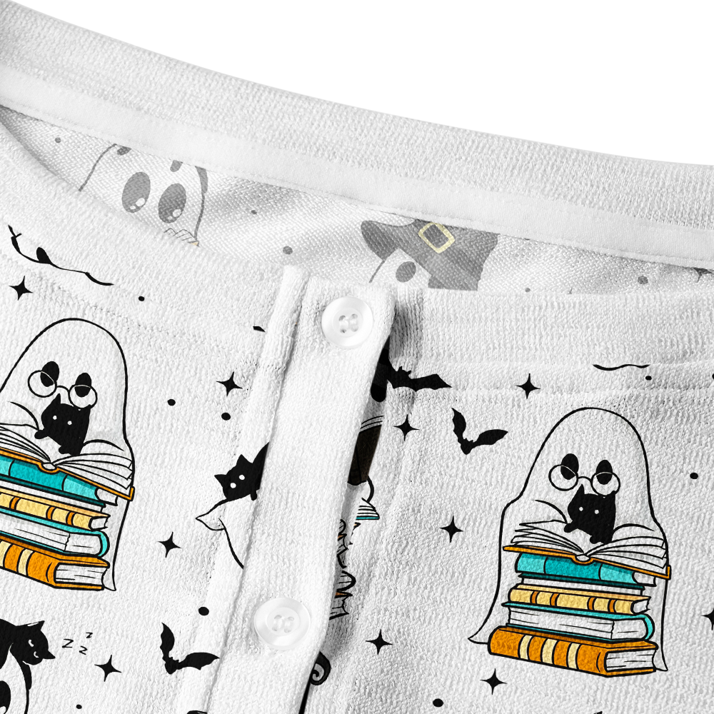Pagewings Ghosts Love Reading Crew Neck Cardigan Sweaters