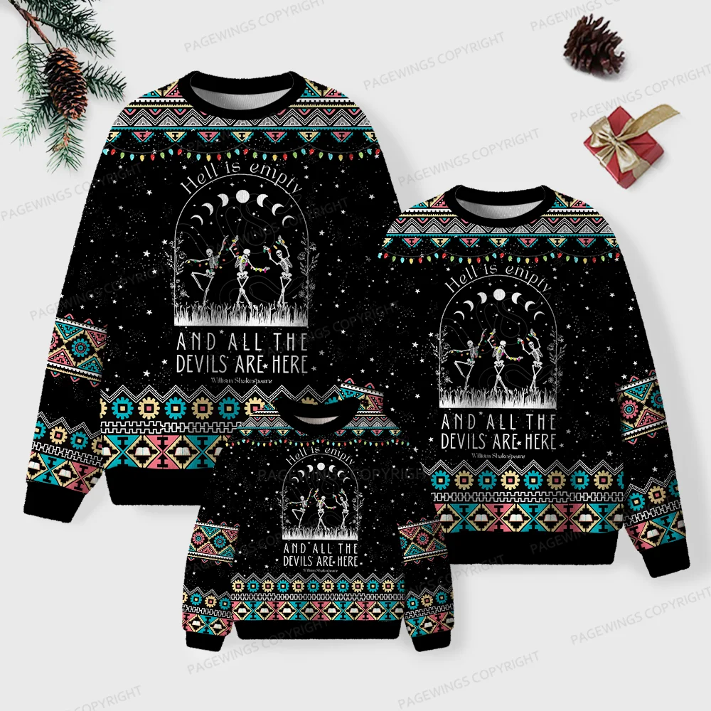 Pagewings Hell Is Empty And All The Devils Are Here Unisex Ugly Knit Sweatshirt