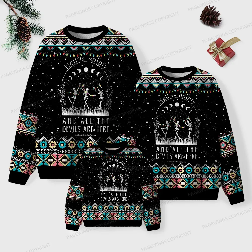 Pagewings Hell Is Empty And All The Devils Are Here Unisex Ugly Knit Sweatshirt