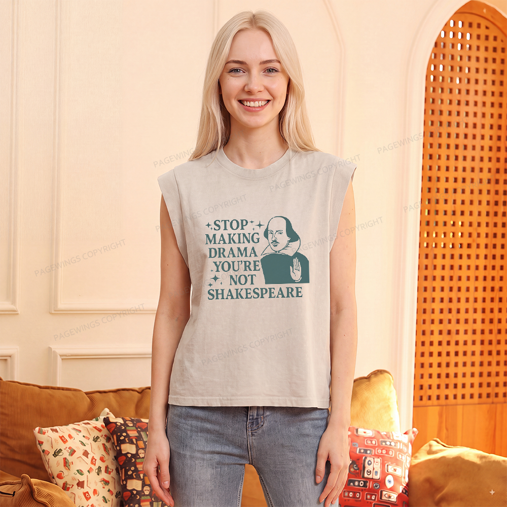 Pagewings Stop Making Drama Women's Washed Tank Top