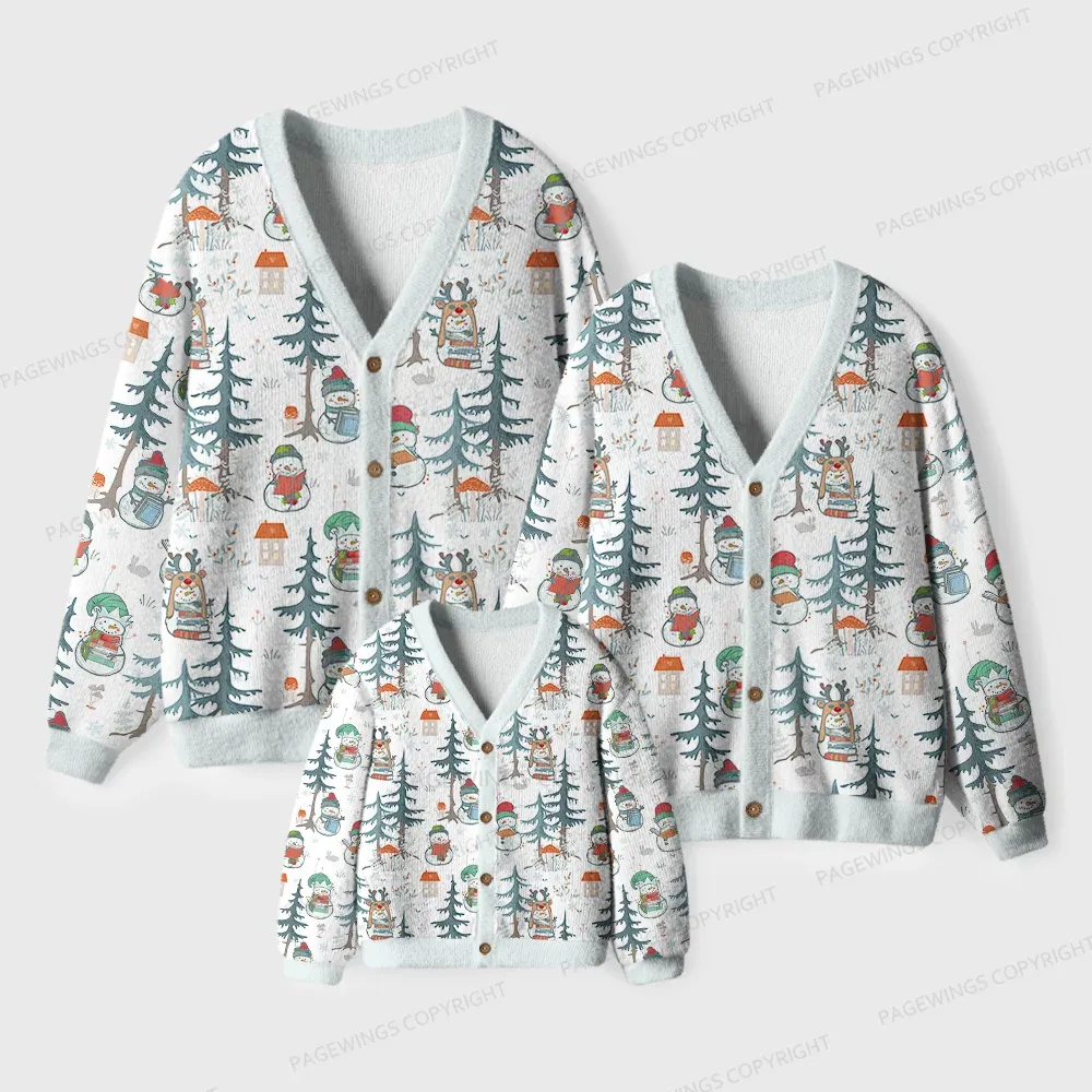 Pagewings  Winter Snowman  Unisex Ugly Cardigan Sweaters