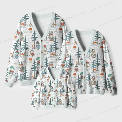 Pagewings  Winter Snowman  Unisex Ugly Cardigan Sweaters