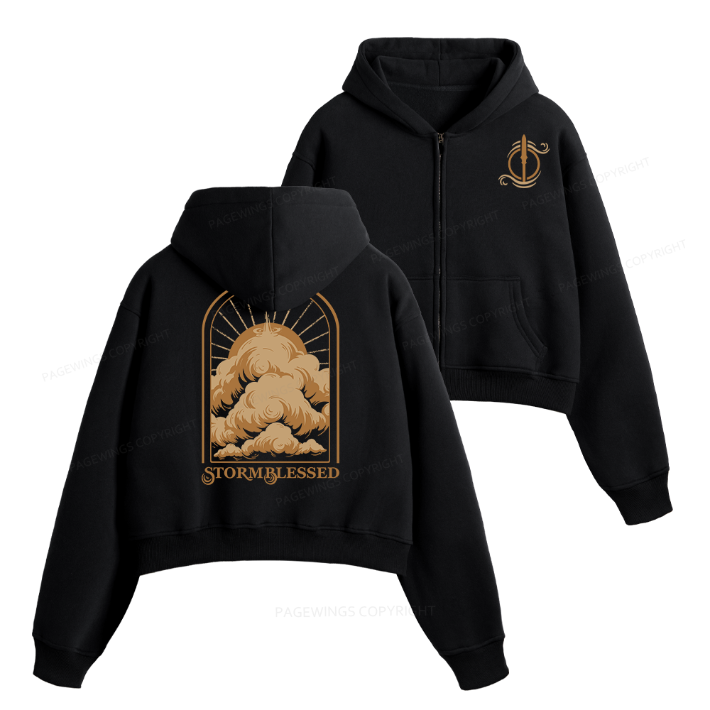 Pagewings Storm Fantasy Book Lover Fleece Zip-Up Hoodie