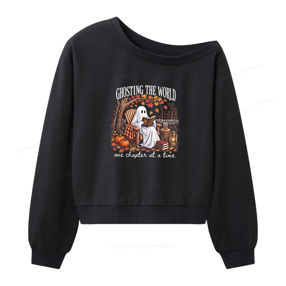 Pagewings Ghosting The World Sublimation Women Off Shoulder Sweatshirt