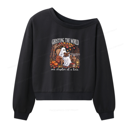 Pagewings Ghosting The World Sublimation Women Off Shoulder Sweatshirt