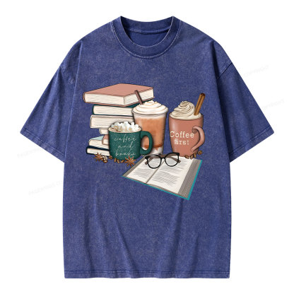 Pagewings Books Lover Coffee Unisex Washed T-shirt