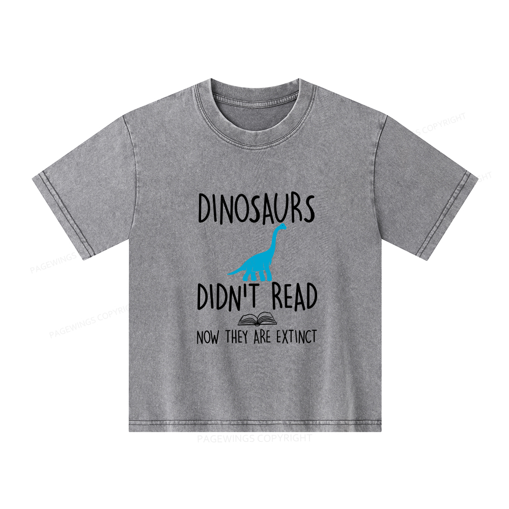 Pagewings Dinosaurs Unisex Kids Washed T-shirt