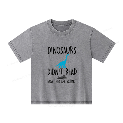 Pagewings Dinosaurs Unisex Kids Washed T-shirt