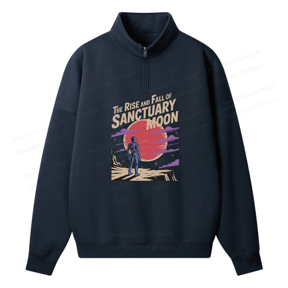 Pagewings The Rise And Fall Of Sanctuary Moon Unisex Half Zip Fleece Sweatshirt 