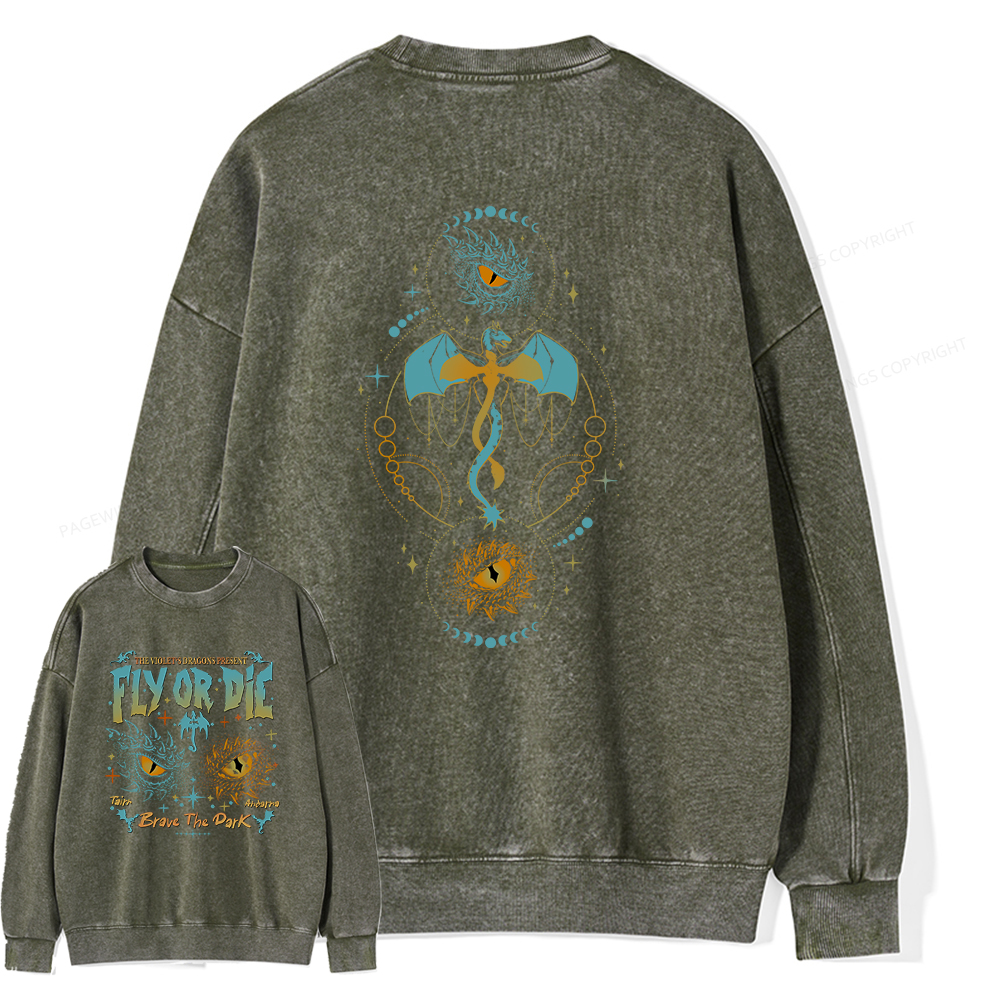 Pagewings Fly Or Die Unisex Washed Sweatshirt