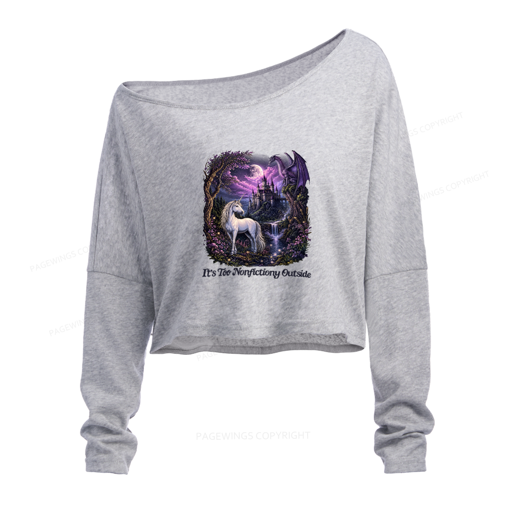 Pagewings 90s Fantasy Slouchy Long Sleeve Off Shoulder T-shirt