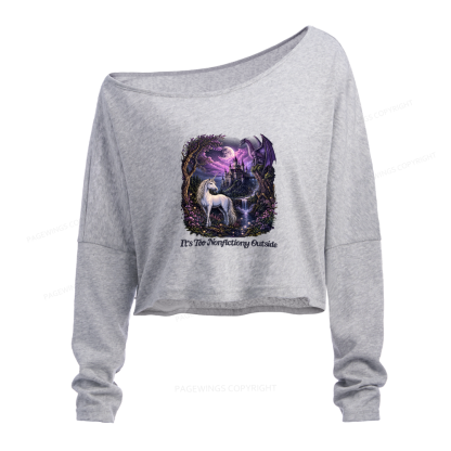 Pagewings 90s Fantasy Slouchy Long Sleeve Off Shoulder T-shirt