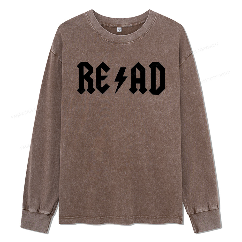 Pagewings Read Back In The Library "rock And Roll Unisex Washed Long Sleeve T-shirt