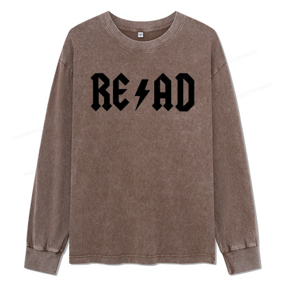 Pagewings Read Back In The Library "rock And Roll Unisex Washed Long Sleeve T-shirt