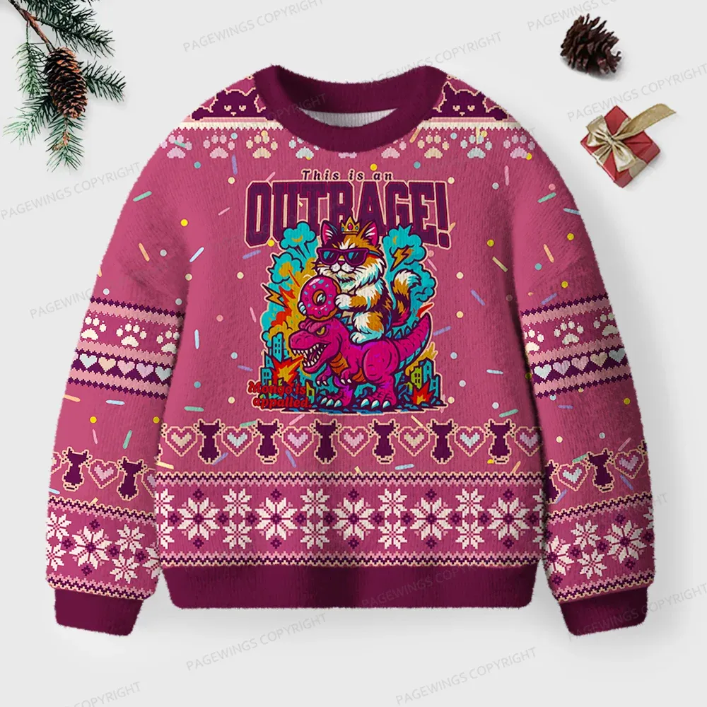 Pagewings This Is An Outrage Unisex Ugly Knit Sweatshirt