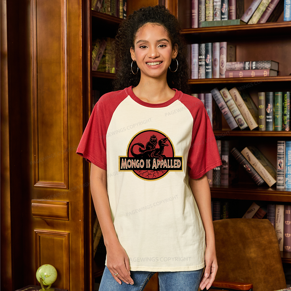 Pagewings Reading Sci‑Fi Raptor Lovers Raglan T-shirt