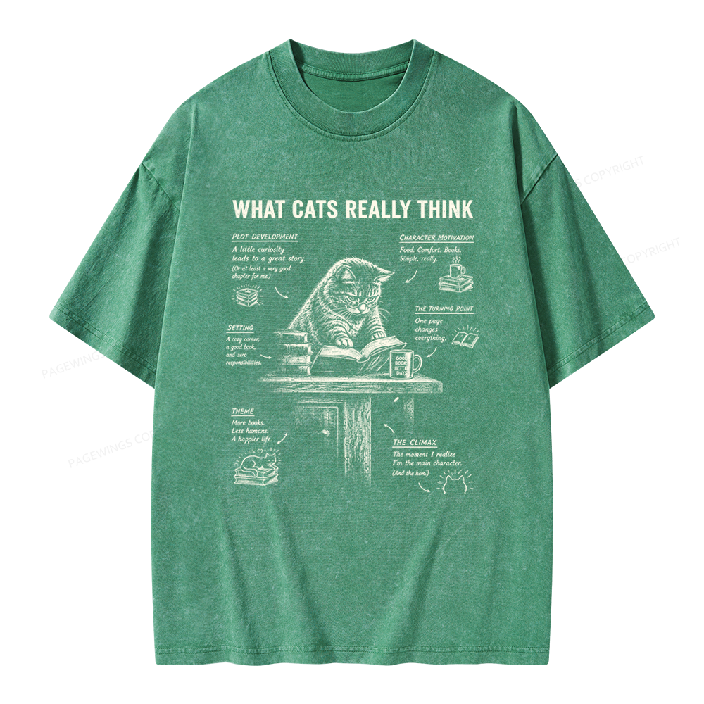 Pagewings What Cats Really Think Unisex Washed T-shirt