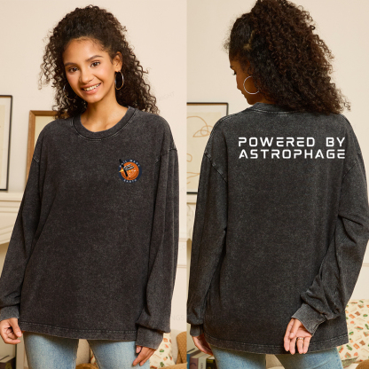 Pagewings Powered By Astrophage Unisex Washed Long Sleeve T-shirt 