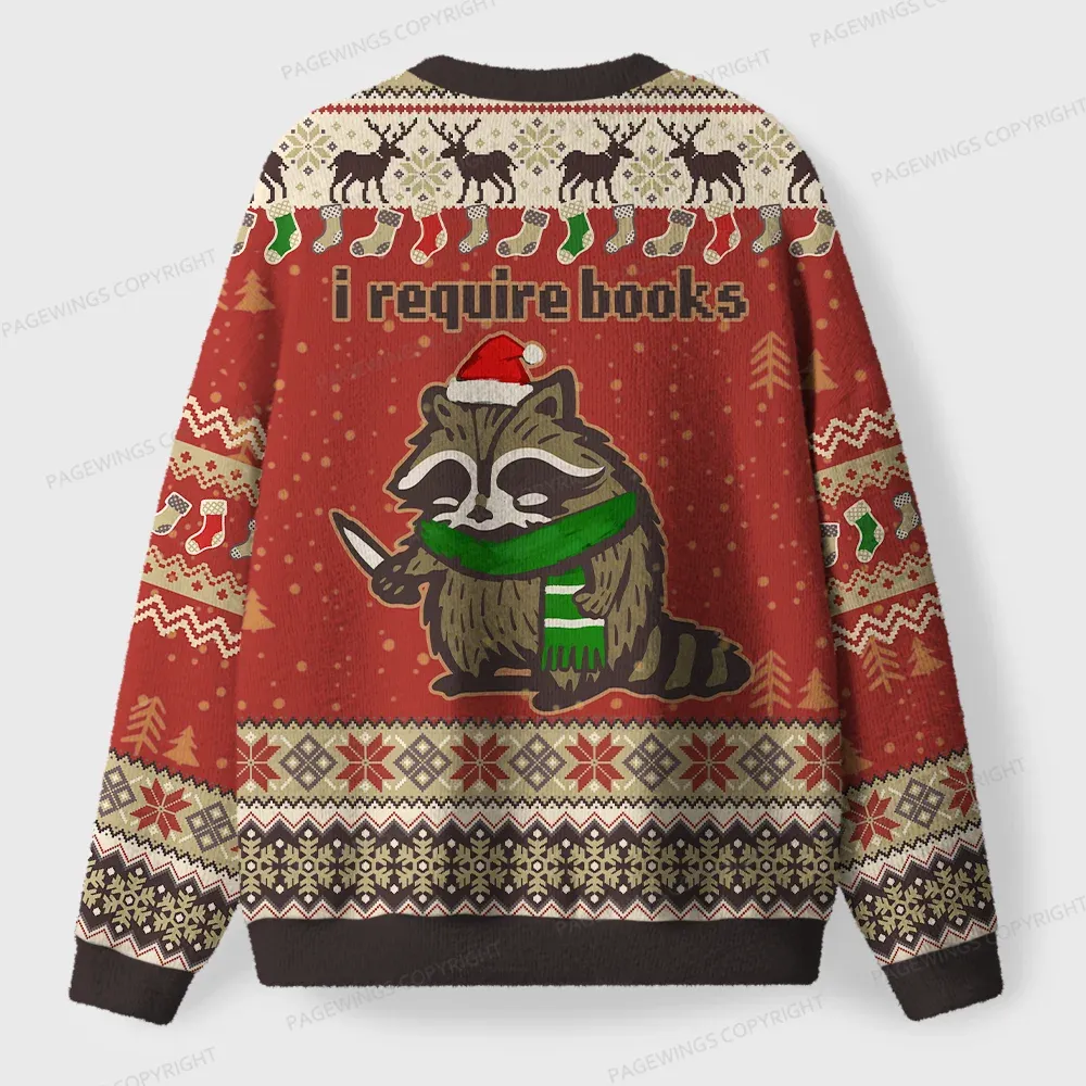 Pagewings I Require Books Unisex Ugly Knit Sweatshirt