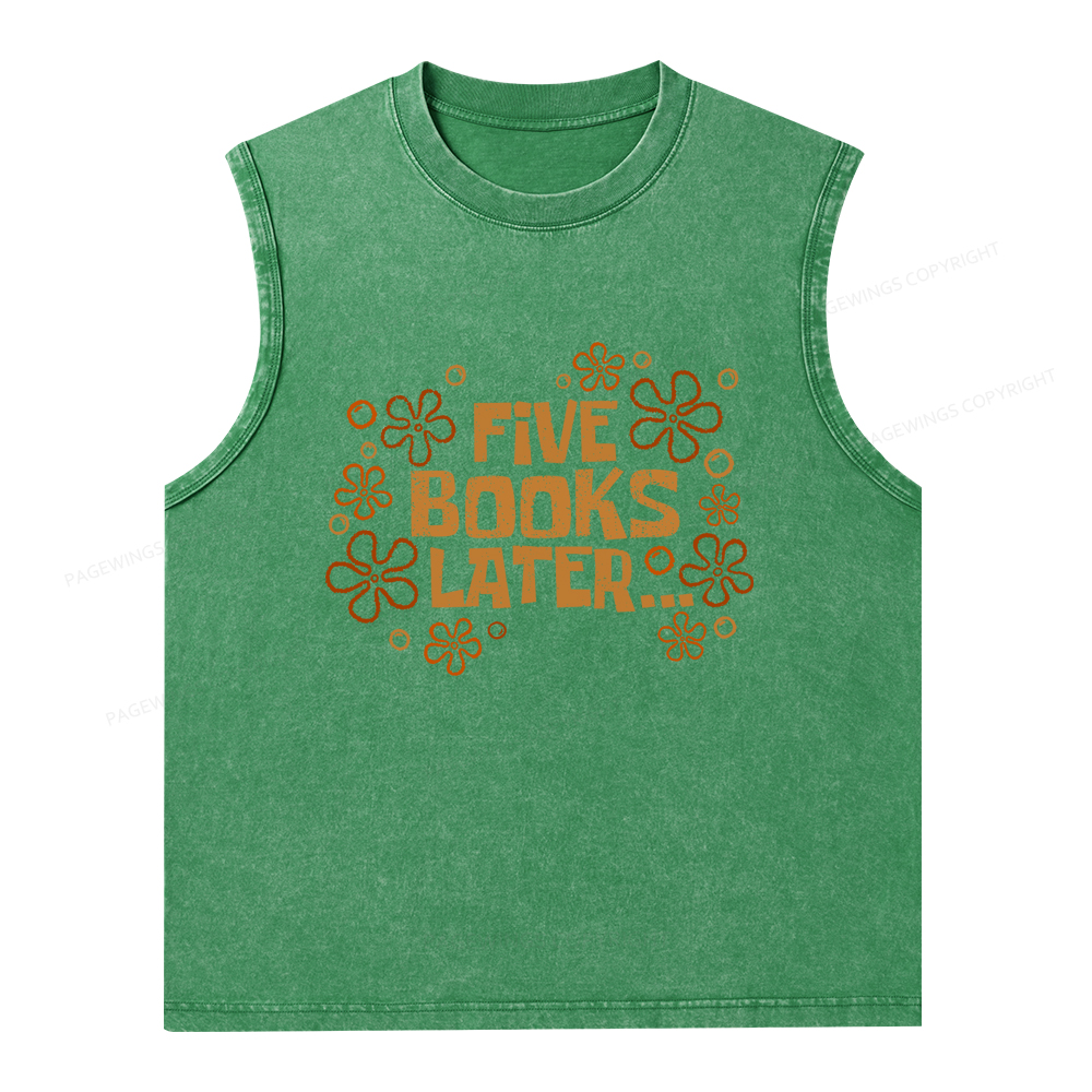 Pagewings Five Books Later Unisex Washed Tank Top