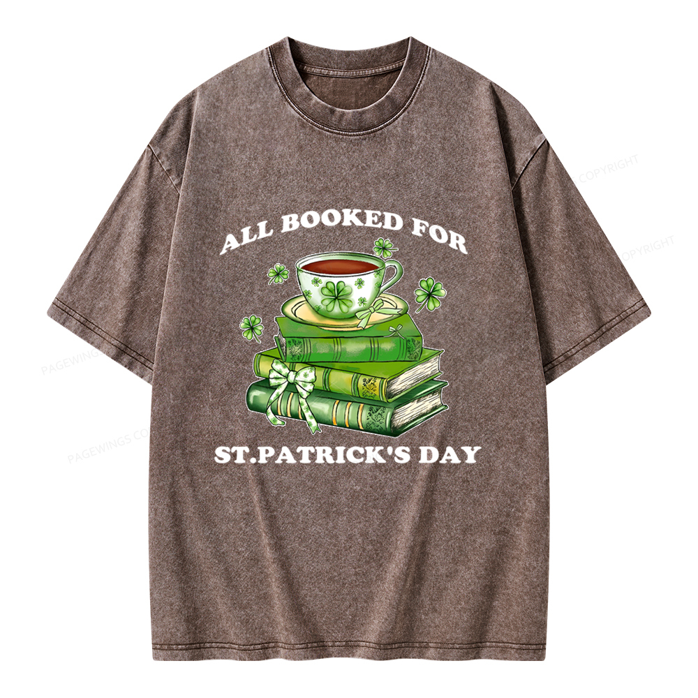 Pagewings All Booked For St. Patrick's Day Unisex Washed T-shirt