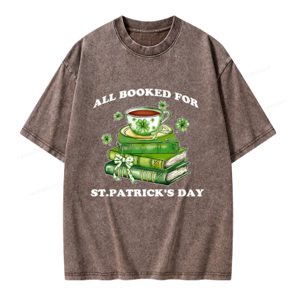 Pagewings All Booked For St. Patrick's Day Unisex Washed T-shirt