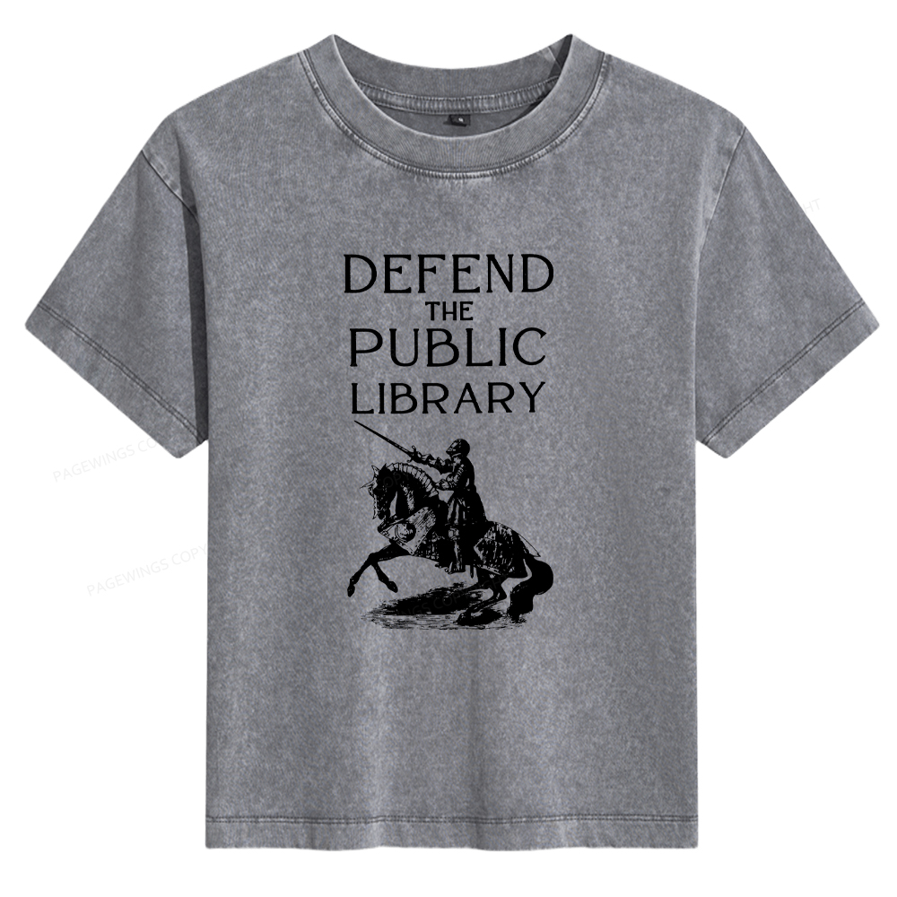 Pagewings Defend The Public Library Women's Washed T-shirt