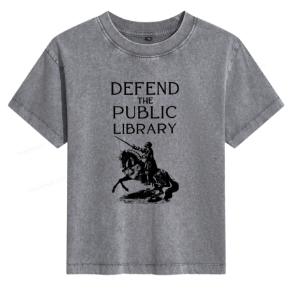 Pagewings Defend The Public Library Women's Washed T-shirt