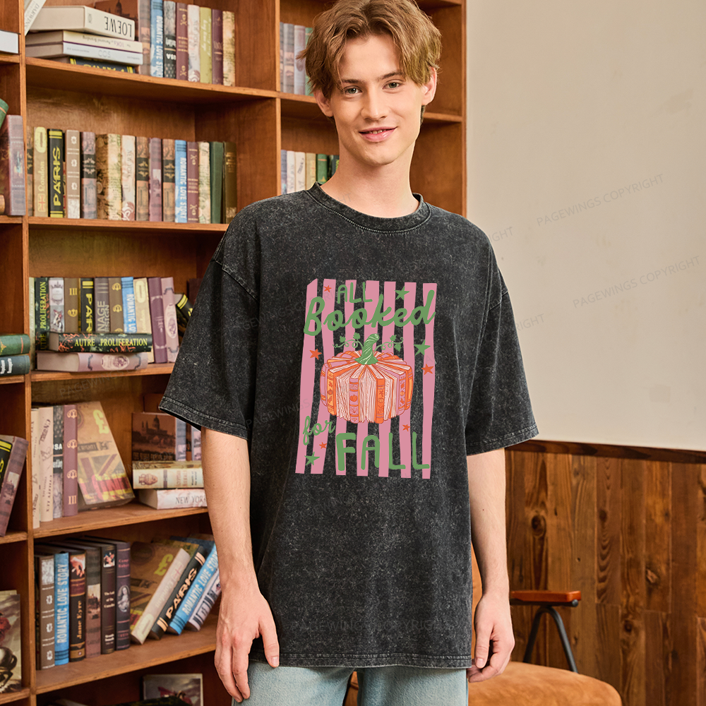Pagewings All Booked for Fall Unisex Washed T-shirt