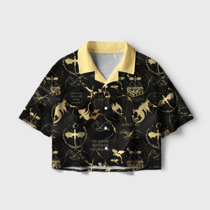 Pagewings Fantasy Reader Camp Collar Boxy Fit Unisex Crochet Shirt