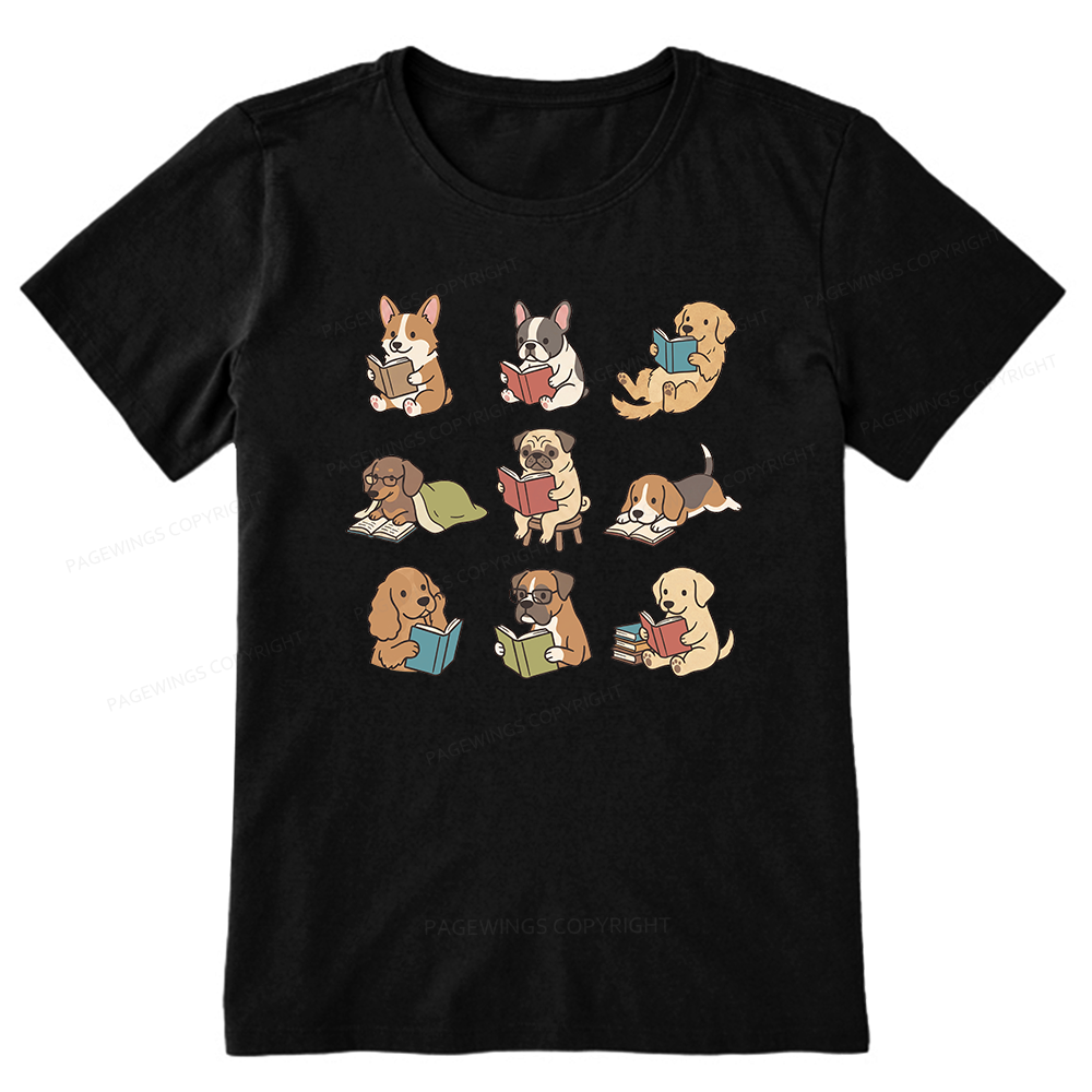 Pagewings Funny Dog Reading Unisex Classic T-shirt