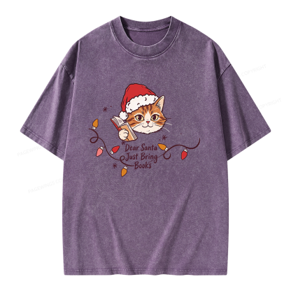 Pagewings Dear Santa Just Bring Books Unisex Washed T-shirt