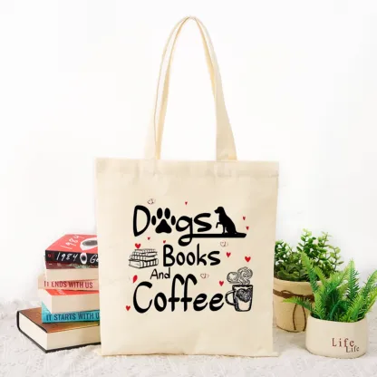 Pagewings Dogs Books And Coffee Tote Bag