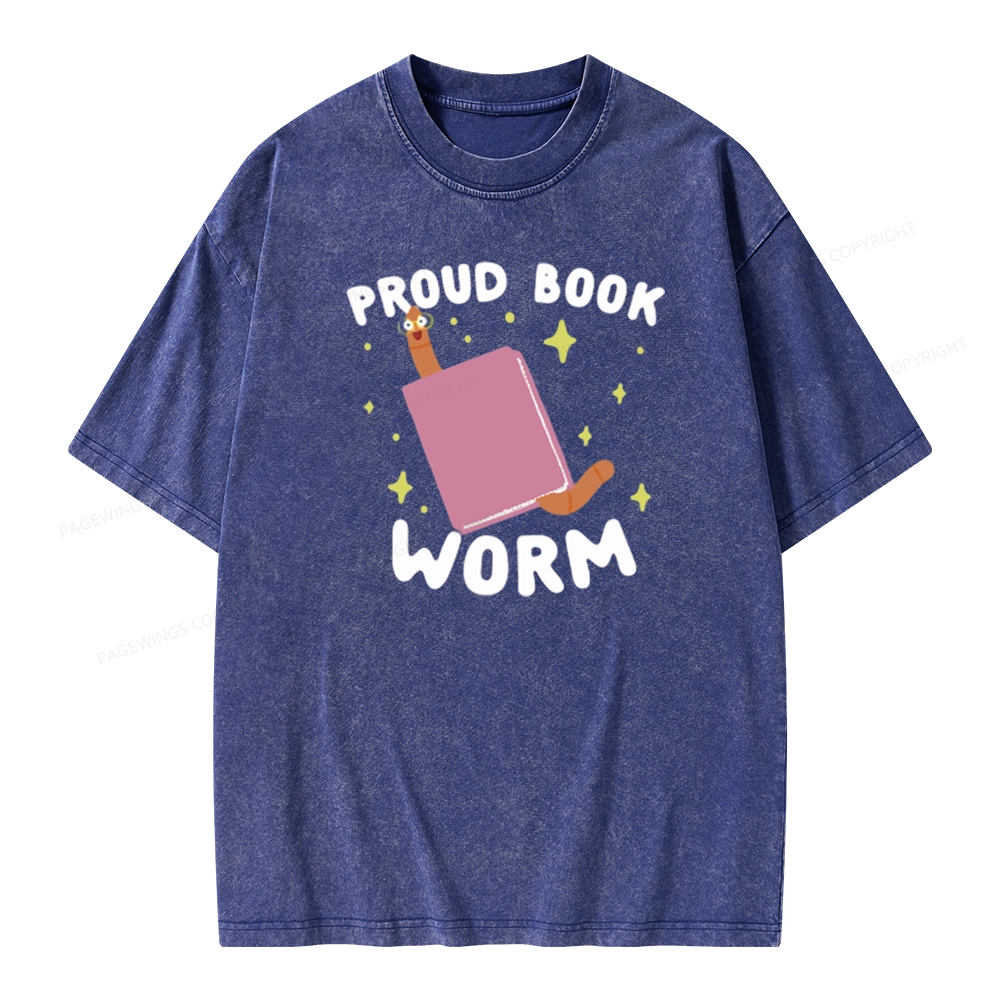 Pagewings Proud Book Worm - Book lover Unisex Washed T-shirt