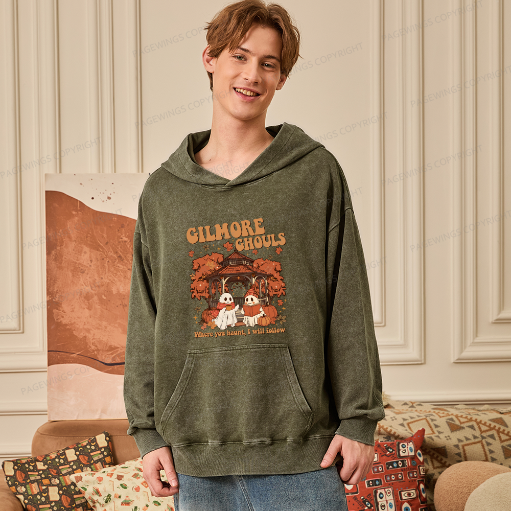 Pagewings Gilmore Ghouls Unisex Washed Hoodie