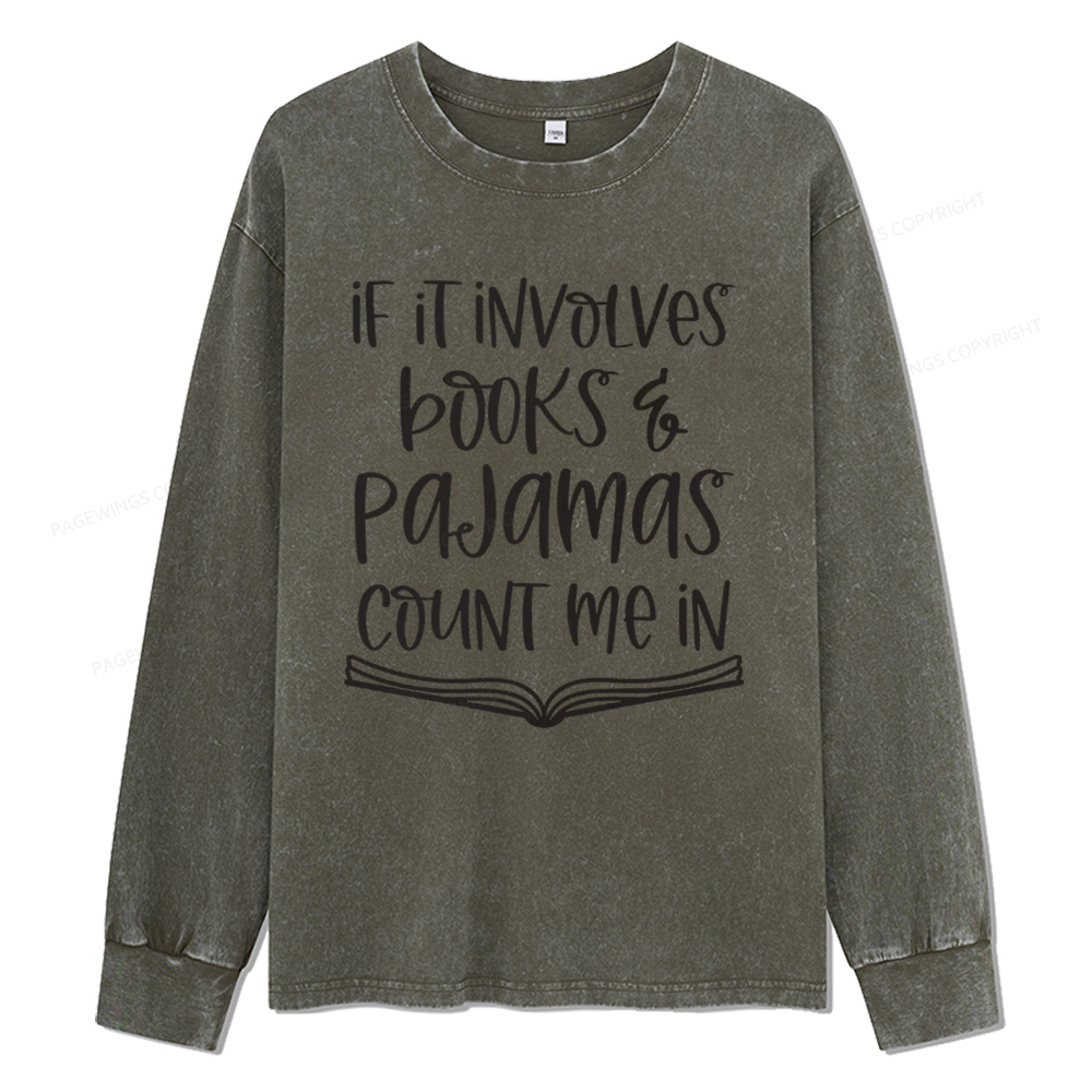 Pagewings  Books And Pajamas Unisex Washed Long Sleeve T-shirt