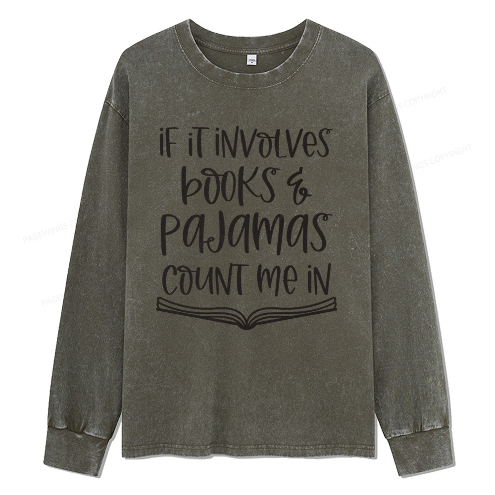 Pagewings  Books And Pajamas Unisex Washed Long Sleeve T-shirt
