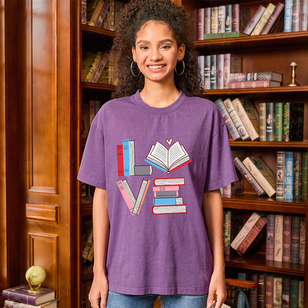Pagewings  Books Lovers Valentines Unisex Washed T-shirt