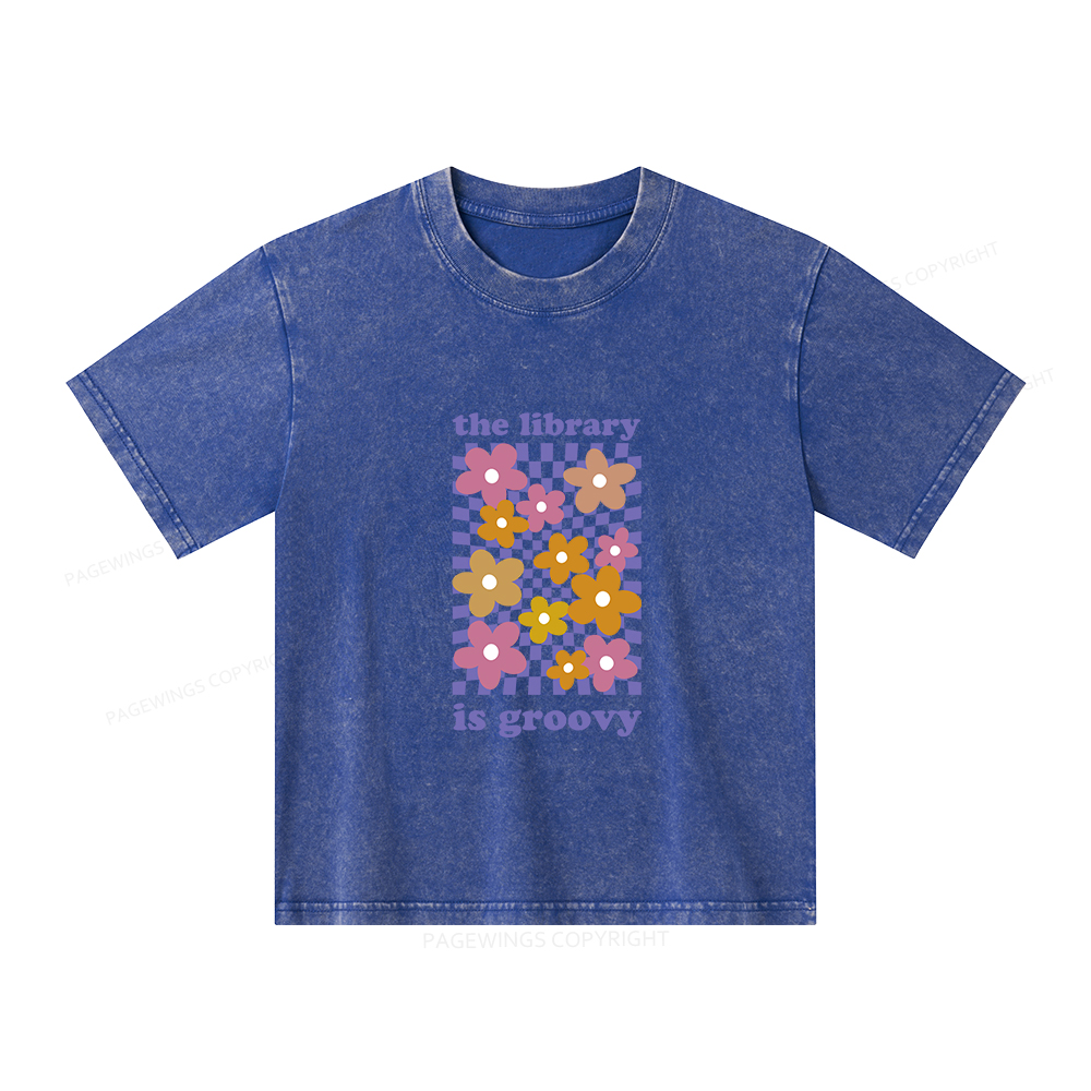 Pagewings The Library is Groovy Unisex Kids Washed T-shirt