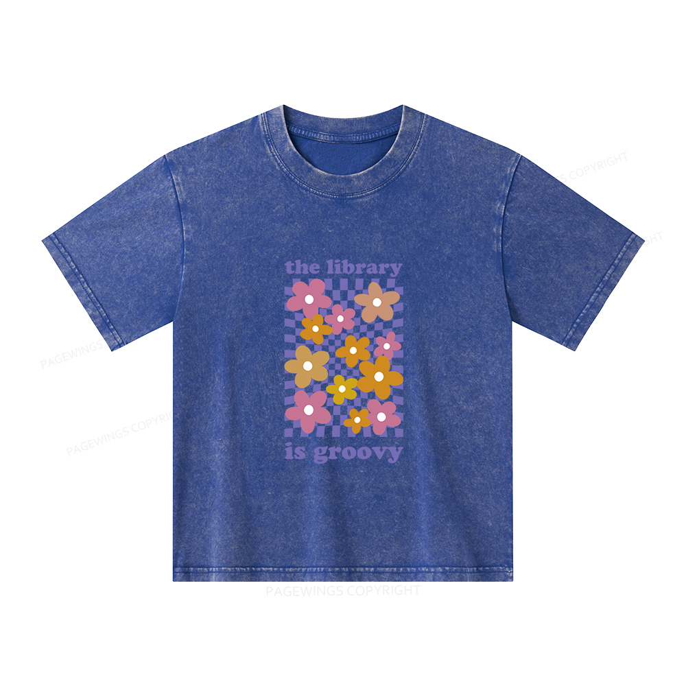 Pagewings The Library is Groovy Unisex Kids Washed T-shirt
