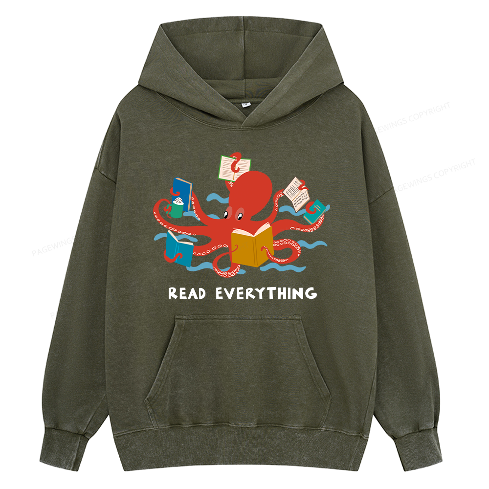 Pagewings Read Everything Unisex Washed Hoodie